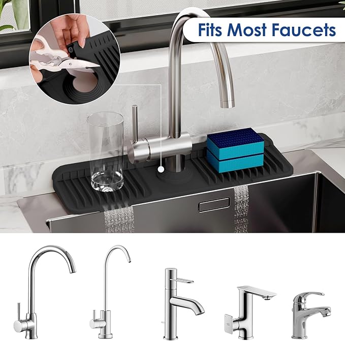 17.7 Inch Silicone Faucet Mat for Kitchen Sink Splash Guard