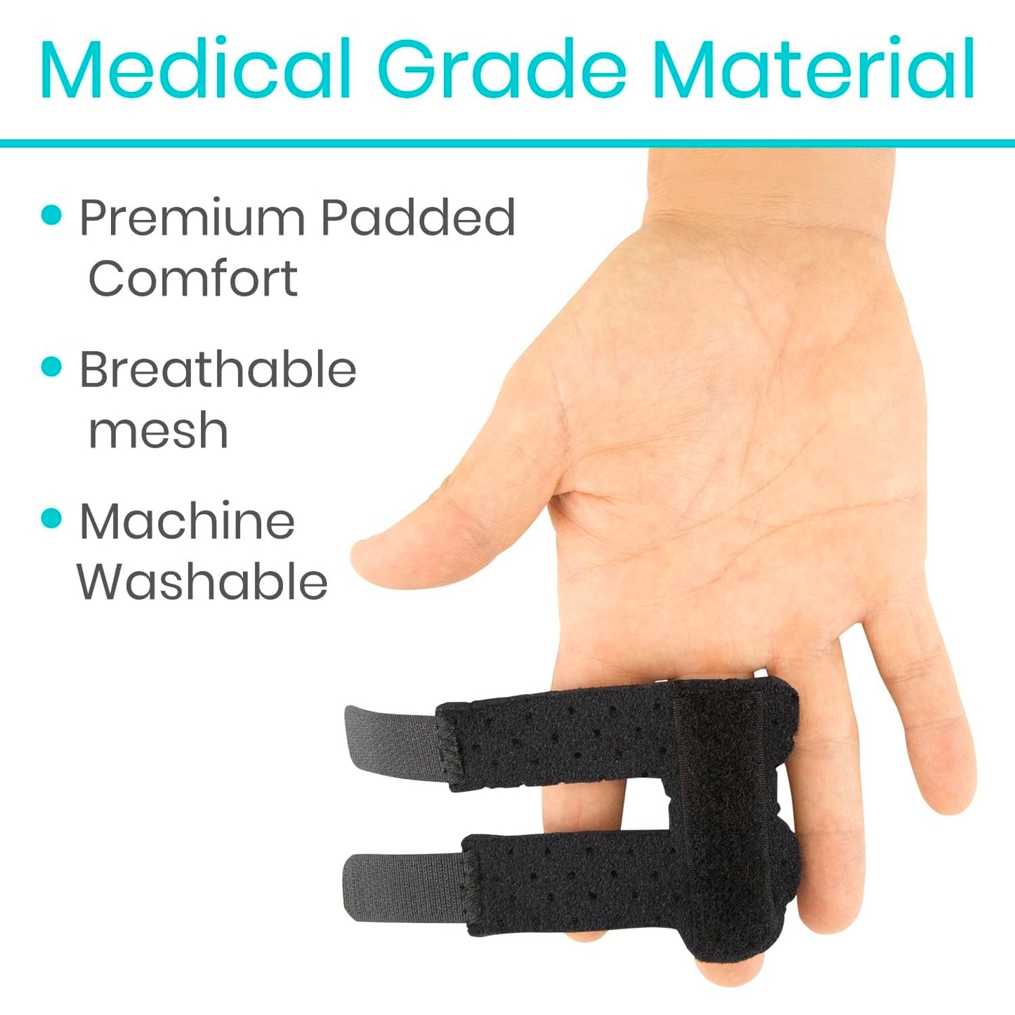 Vive Finger Splint (2 Pack) - Universal Finger Straightener - Broken and Trigger Finger Splints - Brace for Arthritis Pain and Support - Sprain Relief for Middle, Index, Ring, Pinky Fingers (Black)