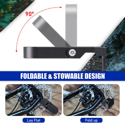 TOBWOLF 2PCS E-Bike U Slot Rear Pedals, 15MM Aluminium Bicycle Foot Peg, Non-Slip Ebike Foot Pegs for Passenger, Folding Rear Bicycle Footrest Pedals for E-Bike, Mountain Bike, Folding Bicycle