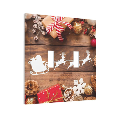 Decorative Art Light Switch Covers Christmas Sleigh & Gifts 2 Gang Double Toggle Wall Plate Decorative Switchcover Electrical Switchplate for Home Decor