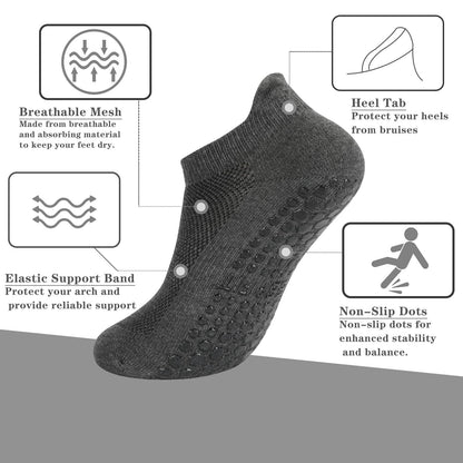 Grip Pilates Socks Non Slip Athletic Yoga Socks with Grips for Women Grippy socks for Hospital Workout Barre