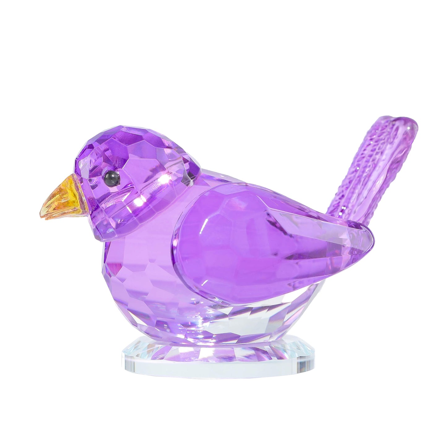 Qianwei Purple Crystal Bird Figurine Collectible - Handmade Glass Animals Figurines Crystal Office Desk Table Home Decor Paperweight