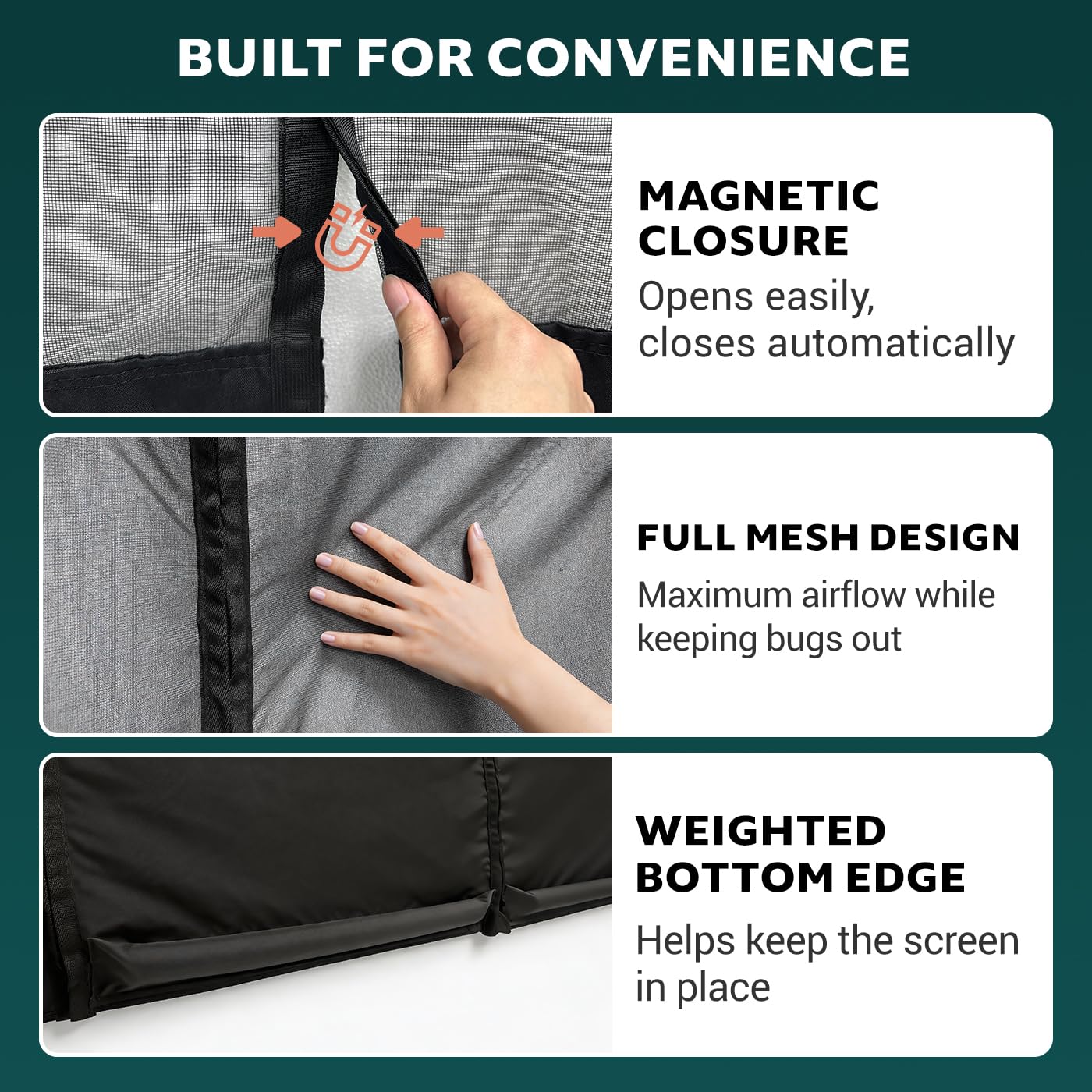 VANNCAMP Magnetic Bug Screen for Ford Transit High Roof Van 2015-2026,Sliding Door Bug Mesh Screen, Weighted Bottom Seam for Wind Resistance, Hands Free, Center Magnetic Closure