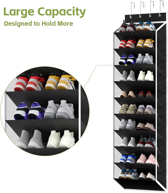 KEEPJOY 10 Tiers Mesh Over Door Shoe Organizer Storage, Hanging Shoe Holder