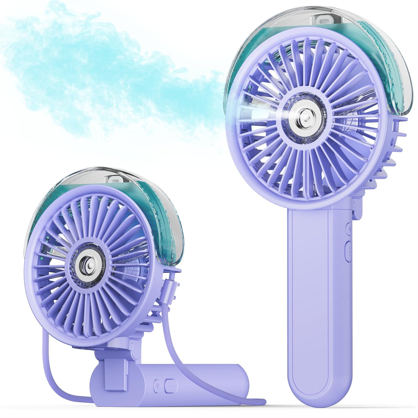 SWEETFULL Portable Misting Fan - 180° Foldable Handheld Personal Fan with Mist Spray, 3 Speeds, 30ml Water Tank, USB Rechargeable for Travel, Outdoors, Makeup, Camping, Home, and Office Use