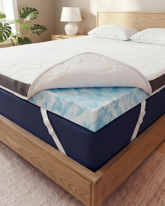Mattress Topper - 3 Inch Memory Foam Mattress Topper with Cooling Cover for Hot Sleepers - Plush, Thick & Comfy - Pain & Pressure Relief - Full Size Mattress Pad with Straps & Removable Washable Cover