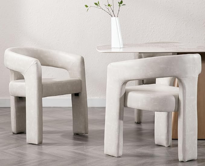 VESCASA Faux Leather Barrel Dining Chair