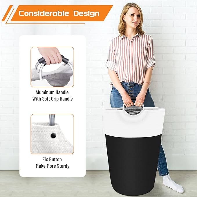 BlissTotes 90L Laundry Basket, Freestanding Laundry Hamper, Collapsible Dirty