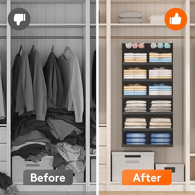 Lifewit Dual-Row Shelf Hanging Closet Organizer and Storage, Clothes Shelves