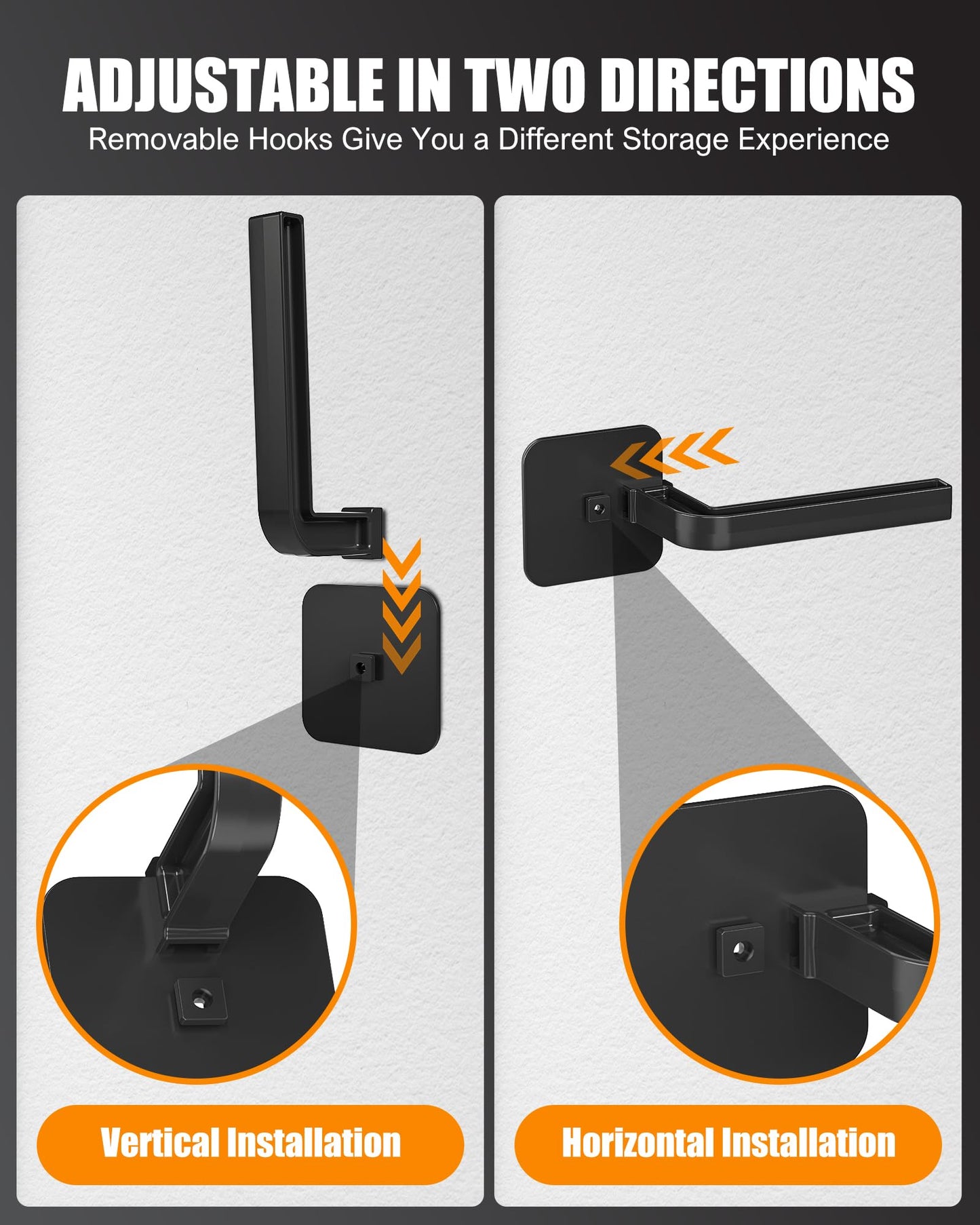 Sunfanie Hat Rack for Hat Storage (4-Pack), Multi-Purpose Hat Organizer, Strong Adhesive Hooks for Wall Organizer for Baseball Caps, Two Mounting Options Hook, Black