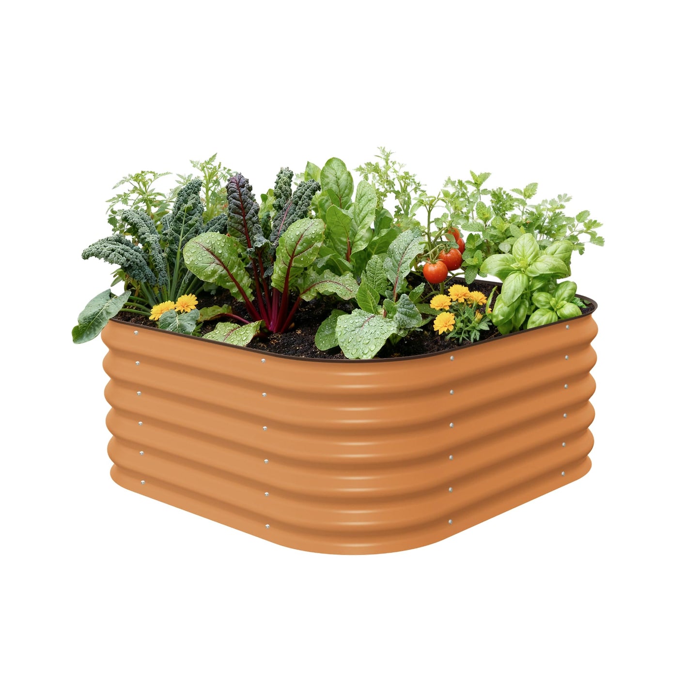 Vego garden Raised Garden Bed Kit, 17" Tall 4 in 1 Modular Metal Raised Garden Beds Kit, Metal Planter Box for Vegetables, Flowers, Herbs, Terra Cotta