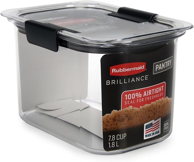 Rubbermaid Brilliance Pantry Airtight Food Storage Container, BPA-Free 7.8 Cup