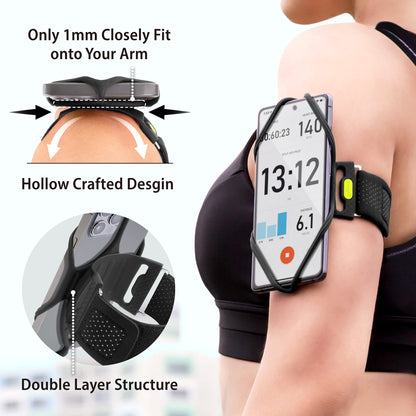 BONE Run Tie 2, Running Phone Holder, Skin-Friendly Silicone Sport Armband with Dual Layer Design for Heat-Dissipation, Workout Phone Carrier for Most Smartphones (S Arm Size/7.9-9.8 inches)