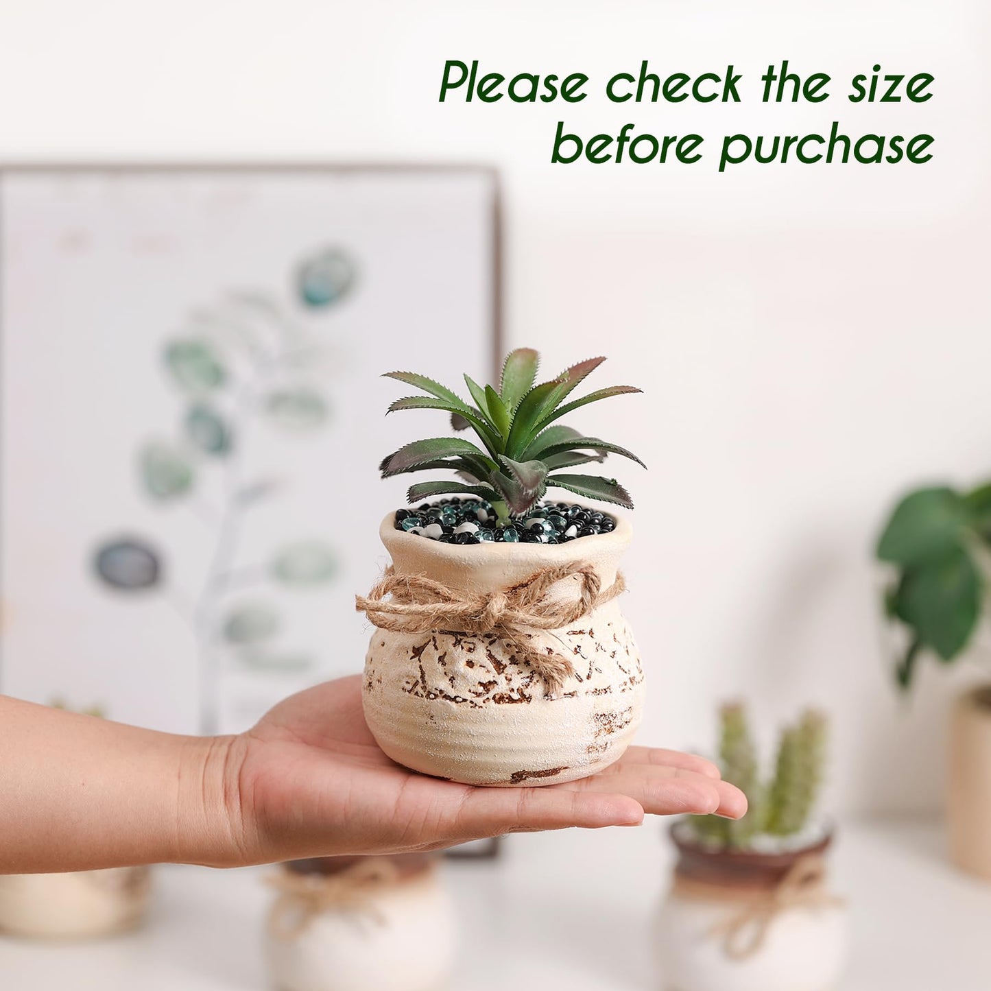 T4U Succulent Pots Set of 4, 3.5 Inch Small Plants Pots, Small Ceramic Pots with Drainage Holes, Succulent Planters for Indoor Plants, Succulent Gift for Women, Mom, Plant Lover, Bookshelf Decor