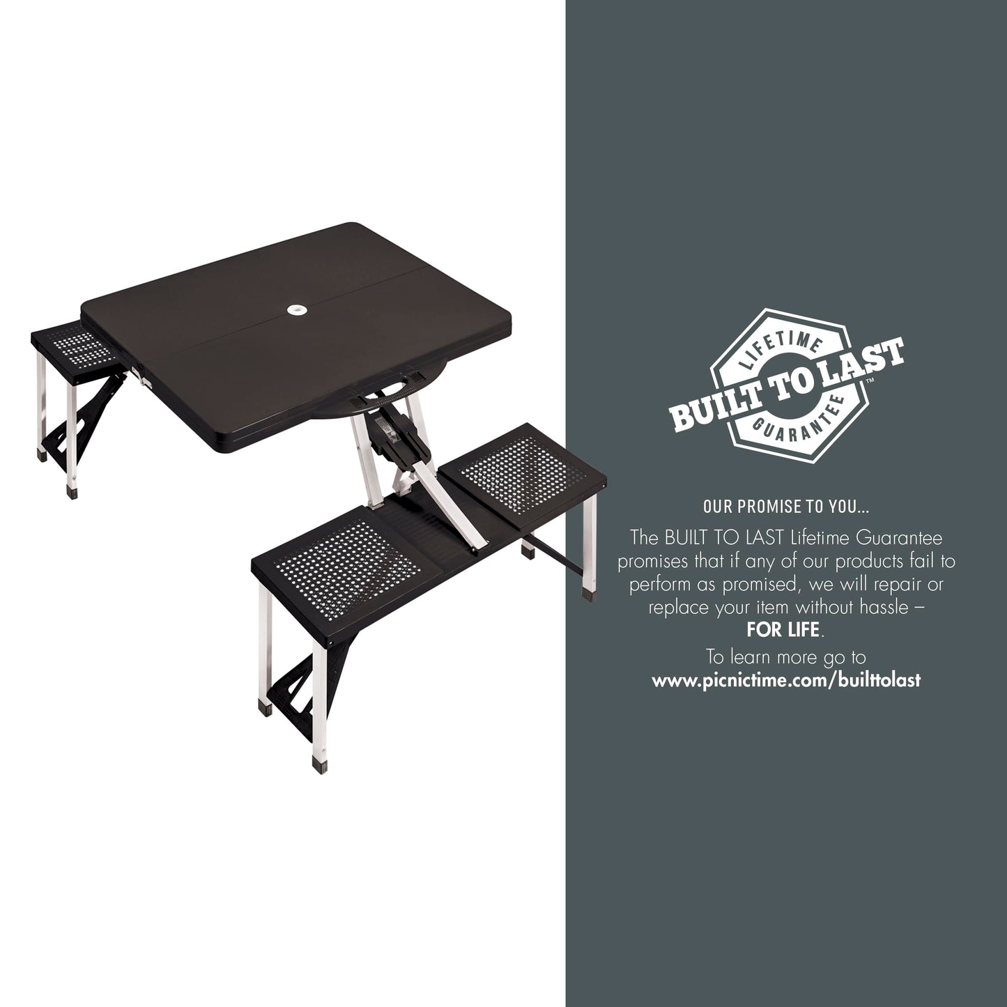 Picnic TIME Disney Nightmare Before Christmas Jack Folding Picnic Table with Seats, Collapsible Aluminum Table, Bench Set w/Umbrella Hole, Lightweight Portable Table for Camping, Travel, Tailgating