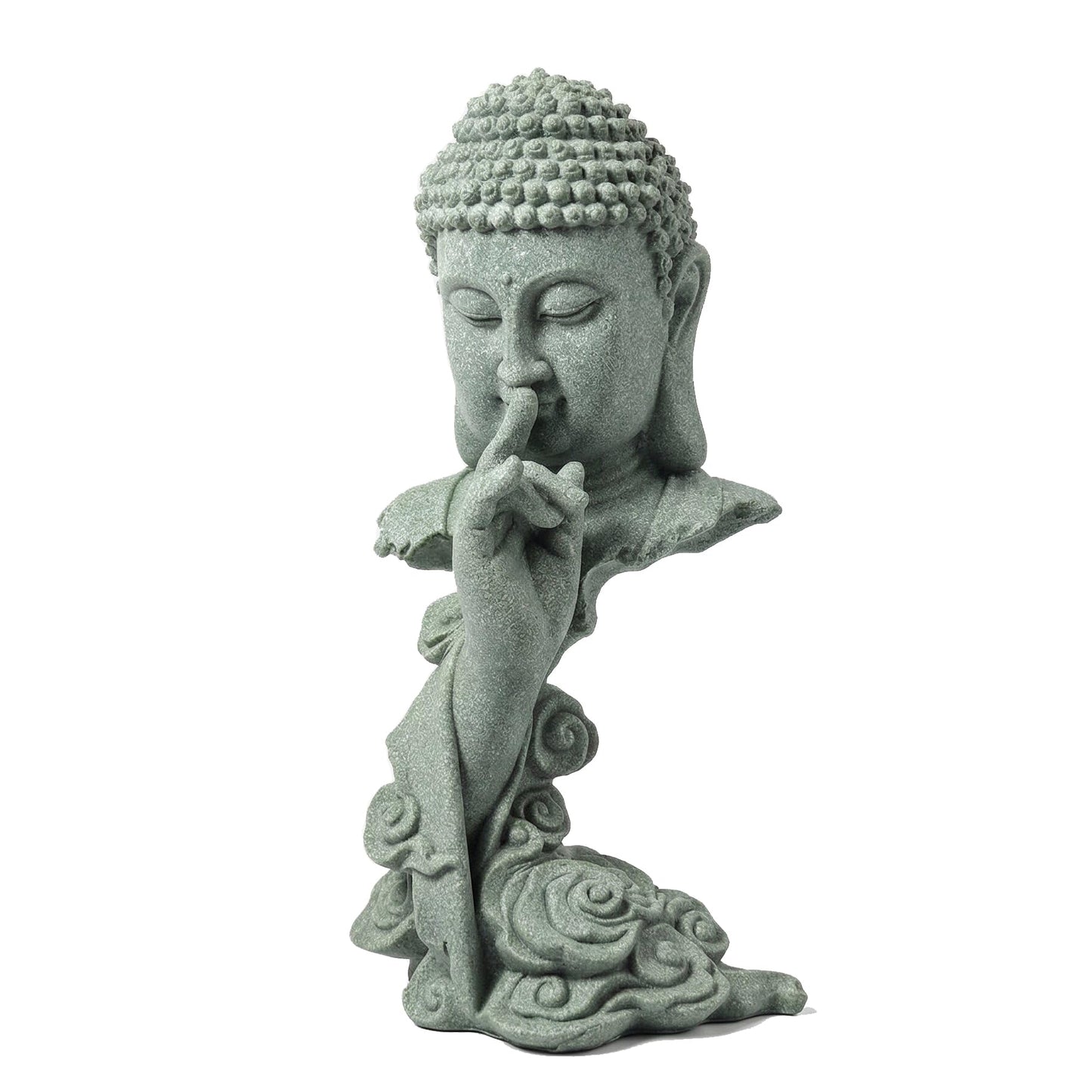 buddha head statue Natural sandstone material for aquarium decorations garden statue zen ornament outdoor courtyard decor meditation fish tank indoor Feng Shui Gift (7.8''H-Meditation Buddha)