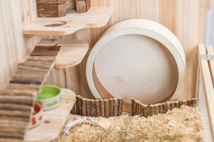 TRIXIE wooden running wheel ø 21 cm - untreated - closed running surface with cork cover - smooth-running ball bearing - 21 x 24 x 10 cm - 60922