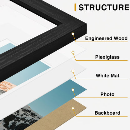 Vittanly 12 Pack Picture Frames Collage Wall Decor for Mounting or Tabletop Display, Gallery Wall Frame Set for Family, Multi Sizes Including 4pcs 8x10, 4pcs 5x7, 4pcs 4x6, Black