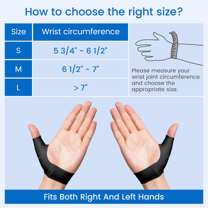 VELPEAU Elastic Thumb Wrist Support Brace (Pack of 2), Splashproof Compression Sleeve for Arthritis Pain, Tendonitis, Sprains, Sports, Splint Liner, Fits Left & Right Hands (Short Version - Black, Large)