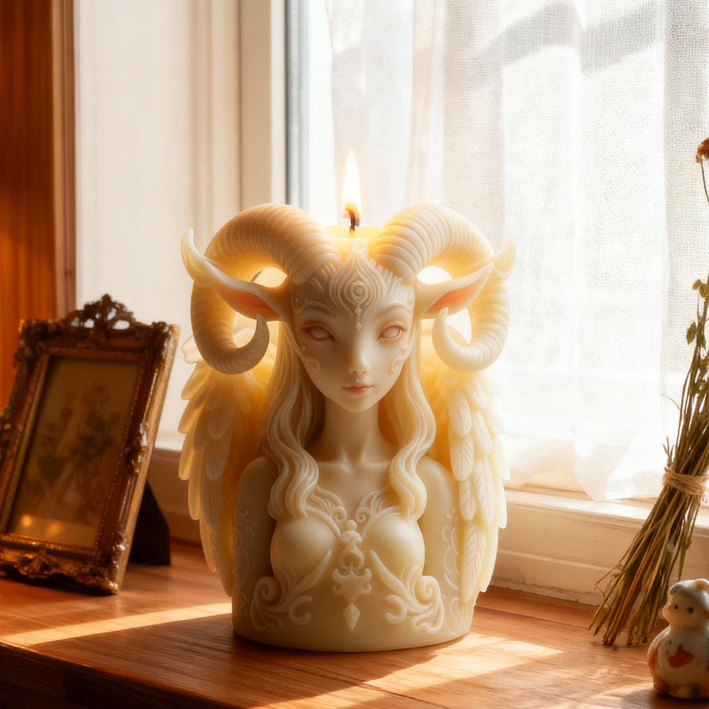 Goat Horn Elf Silicone Candle Mold, 3D Elf Portrait Resin Casting Silicone Molds for Home Decor, Soap & Candle Making, DIY Epoxy Resin Craft Mold