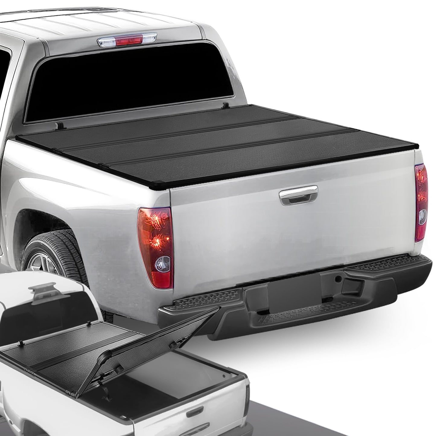 DNA MOTORING New Upgrade Truck Bed Top Hard Solid Tri-Fold Tonneau Cover Compatible with 04-12 Colorado / Canyon 6' Bed, TTC-HARD-041
