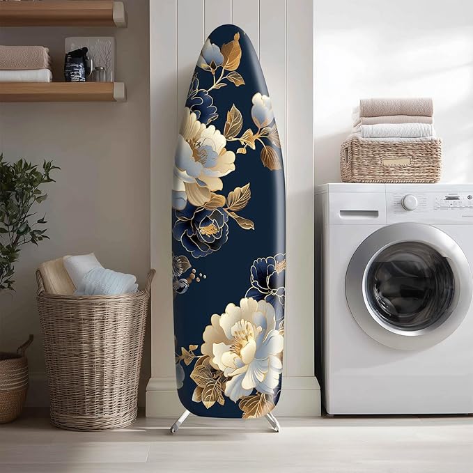 Blue White Floral Ironing Board Cover Stretch Fabric