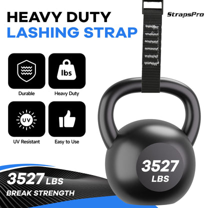 Cinch Strap, 6ft x 1 Inch Wide Lashing Straps with Buckles Adjustable Cam Straps, 1763lbs Heavy Duty Quick Pull Release Utility Nylon Black Cargo Tie Down Straps for Kayak Trucks Trailer Box, 12 Pack