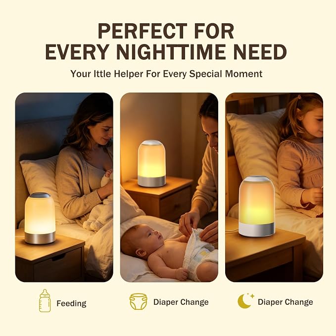 G Keni 2 Pack Rechargeable Night Lights, Portable Touch Nightlights with Amber Warm White Light, Dimmable Egg Night Lights with 1H Timer, Cordless Bedside Lamps for Baby Nursery, Kids & Bedroom