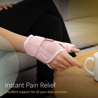 BraceUP Thumb Splint Brace Right Left Hand Women and Men, Spica Splint, CMC Thumb Brace with Thumb Support, for Arthritis, Tendonitis, Carpal Tunnel Pain Relief and Thumb Sprain (Pink)