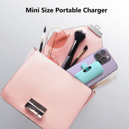 Mini Portable Charger USB C Power Bank,Upgraded 5000mAh PD Fast Charging Battery Pack Built-in USB-C Connector,LCD Display,Compatible with iPhone16,16 Plus,16Pro/Max/15,iPad Pro/Air,Android Phone etc