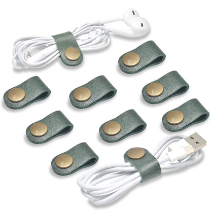 CAILLU Cord Organizer,Cord Keeper,Cable Organizer USB Holder,Cable Management,Cable Straps,Earbud case,wrap Headset Winder,Phone Earphone Clips Ties (Dark green Cord Organizer)