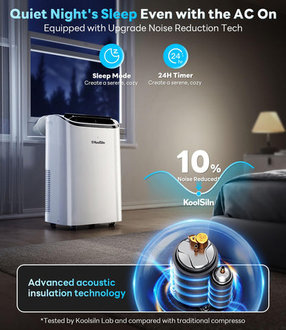 12,000 BTU Portable Air Conditioner Cools Up to 550 Sq.Ft, Auto-Evaporation Low Noise Portable AC Unit with Remote Control Fits for Large Room, Office, Garage,Cold White