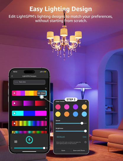 Lepro BP1 AI Smart Bulb E14 RGBWW, Music Sync, Works with Alexa, Google Assistant, 470LM Dimmable, 4.9W = 40W, Small Edison Screw SES, APP & Voice Control, AI Lighting Design Assistant, 2 Packs