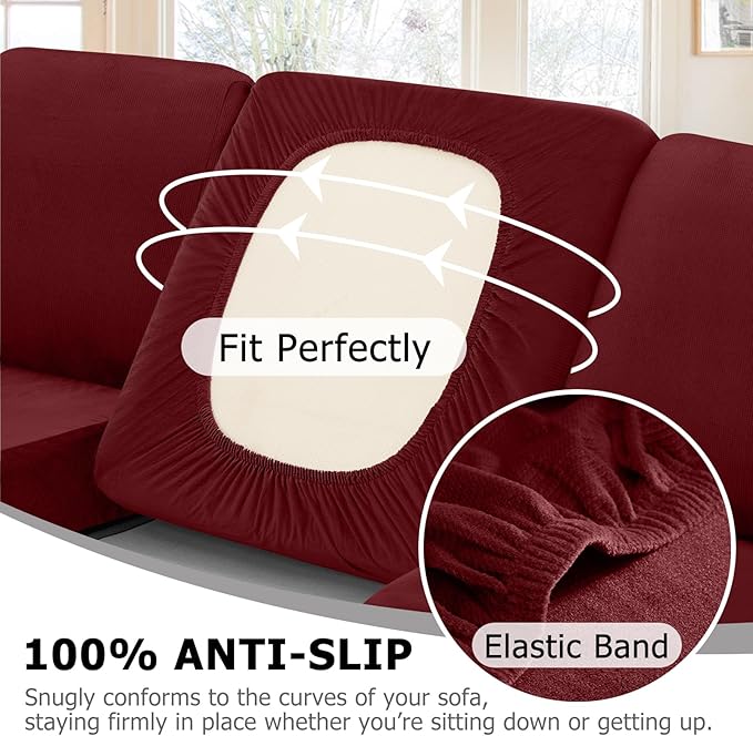 Arfntevss Velvet Sectional Couch Covers L Shape Couch Cushion Covers Slipcovers