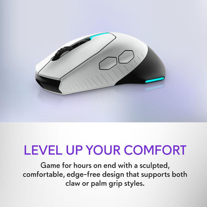 Alienware Wired/Wireless Gaming Mouse AW610M - 16000 DPI Optical Sensor, 350 Hour Rechargeable Battery, 7 Buttons, 3-ZONE 16.8m AlienFX RGB Lighting, Ergonomic - Dark Side of the Moon