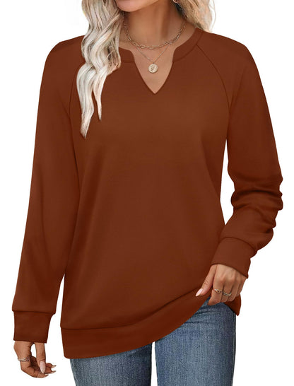 SAMPEEL Sweatshirts for Women V Neck Long Sleeve Shirts Lightweight Sweaters Fall Fashion Tops Outfits 2025