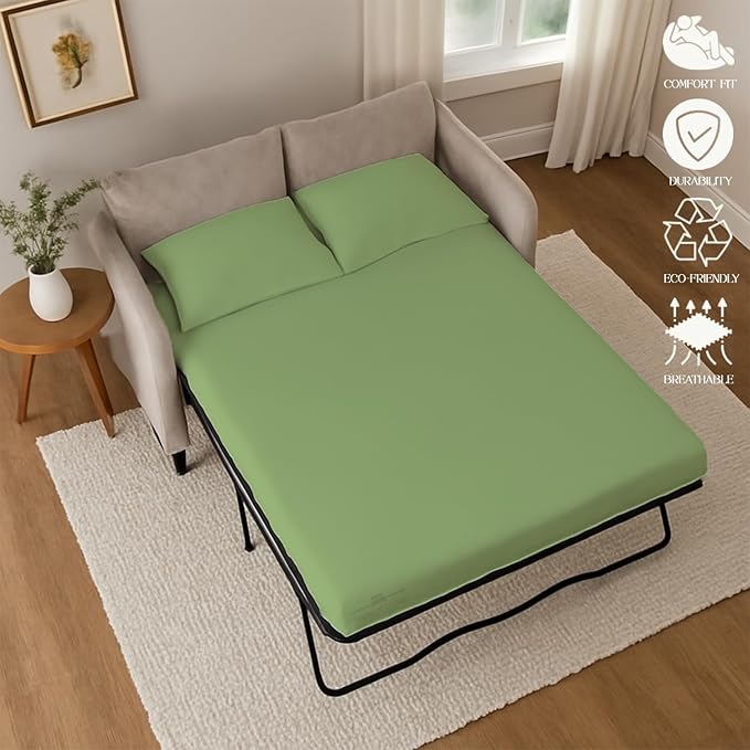 Sleeper Sofa Bed Sheet, 100% Cotton 400 Thread Count, 4 Piece Set, Deep Pocket