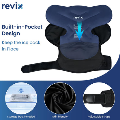 REVIX Shoulder Ice Pack Wrap, Ice Shoulder Brace for Rotator Cuff and Arm, Reusable Gel Cold Therapy Wrap for Discomfort Relief & Muscle Relaxation
