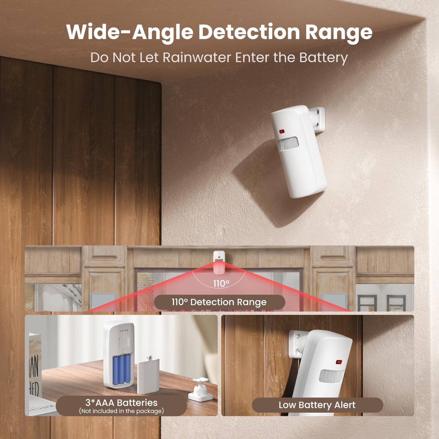 TECKNET Wireless Motion Sensor Door Chime - 61 Melodies & 120dB, 6m/110° PIR Detection & 1000ft Range, RGB Light with 5 Volume Levels, Easy Install for Home/Business/Store Security & Elderly Care