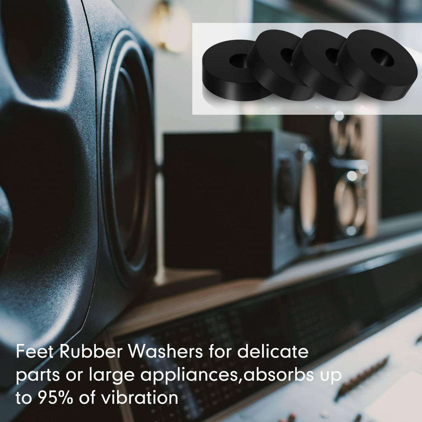 8 Pcs Rubber Isolation Pads Thick Rubber Washers 1.5 Inch OD 0.5 Inch ID 0.4'' Thick Mechanical Vibration Damping Pads Anti Vibration Isolation Isolator Washer