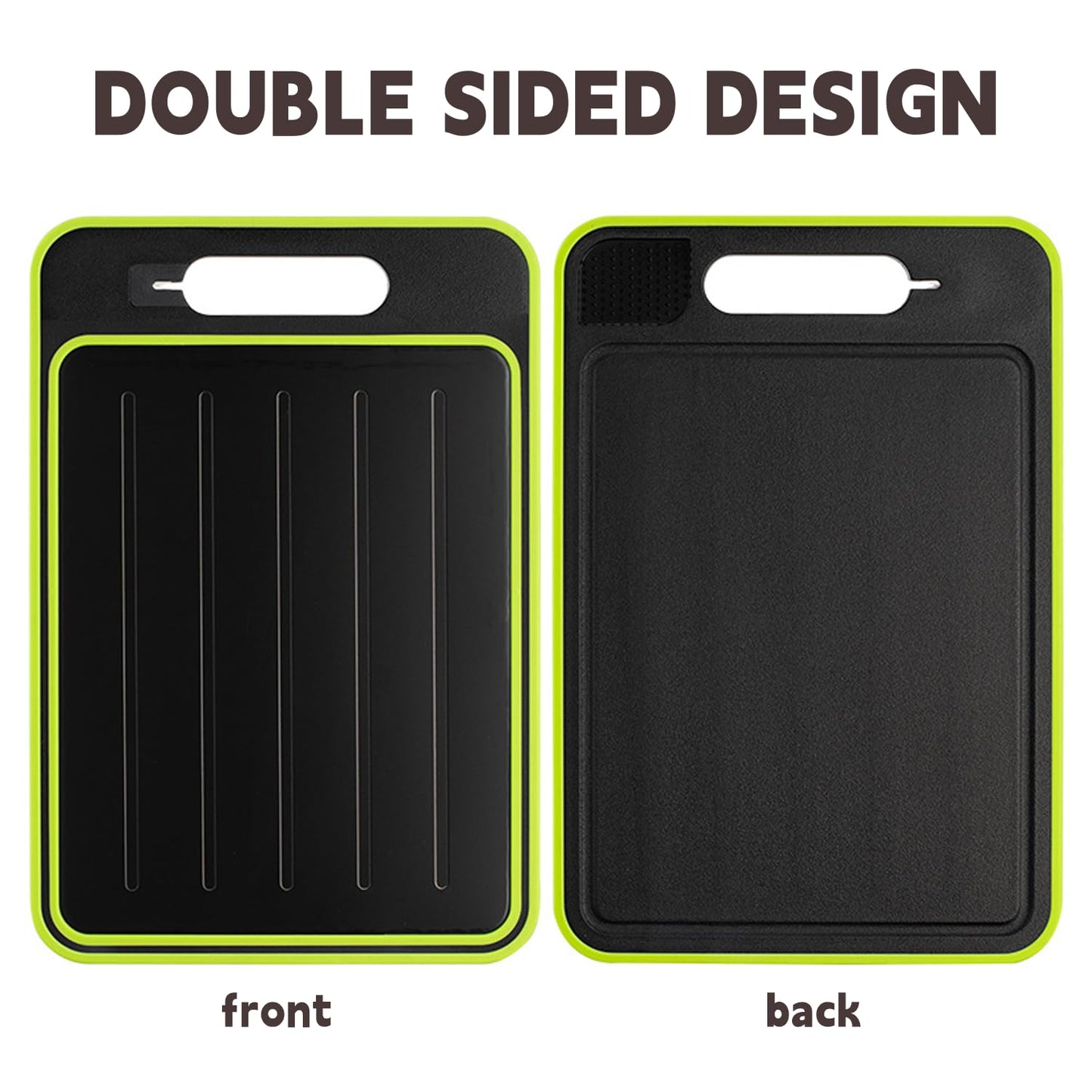 Cutting Board Double Sided,2 Pcs Vegetable Board With Sharpening Stone,Large Size+Small Size,Food Grade Stainless steel and Wheat straw PP Material,Eco-Friendly and Easy to Clean (black)