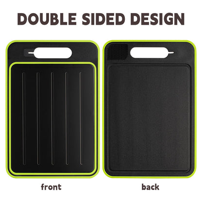 Cutting Board Double Sided,2 Pcs Vegetable Board With Sharpening Stone,Large Size+Small Size,Food Grade Stainless steel and Wheat straw PP Material,Eco-Friendly and Easy to Clean (black)