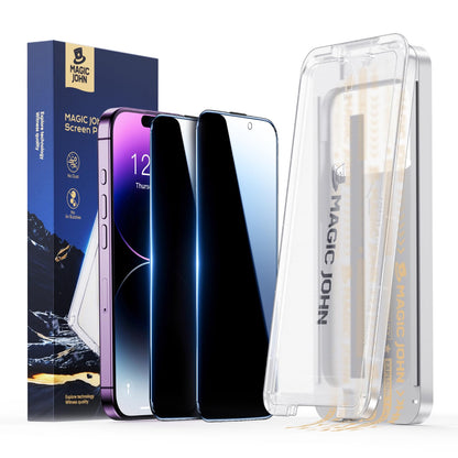 MAGIC JOHN 3rd Gen Upgraded for iPhone 16ProMax Privacy Screen Protector 6.9 Inch,25°Anti-Spy Screen,Shockproof Tempered Glass,Auto Dust-Removal,Bubble Free,Easy Installation,2 Pack