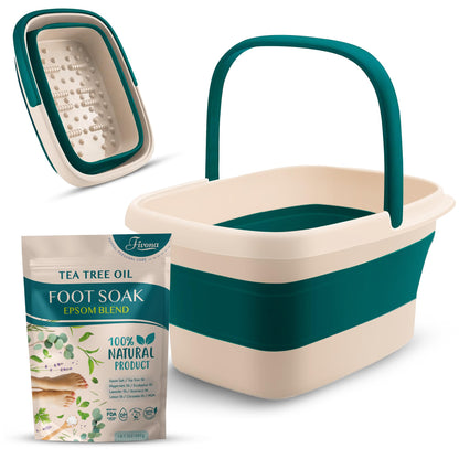 Fivona Collapsible Foot Bath Basin - Pedicure Foot Soaking Tub for Tired Feet, Cracked Heels, Soothe Soreness, Soften Calluses