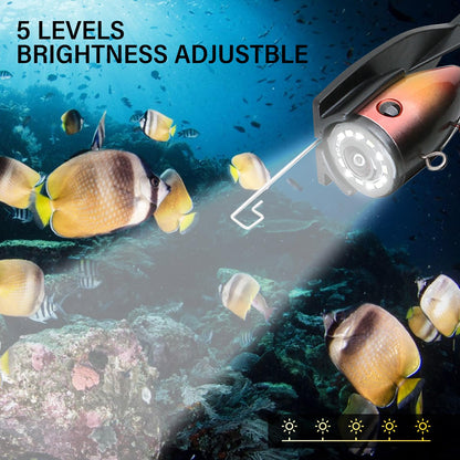 ESANHAO Underwater Fishing Camera 5" LCD Monitor Portable Fish Camera with Light 12pcs & 49ft/15m Cable Waterproof IP68 for Ice Fishing, Lake Sea Boat Kayak Fishing