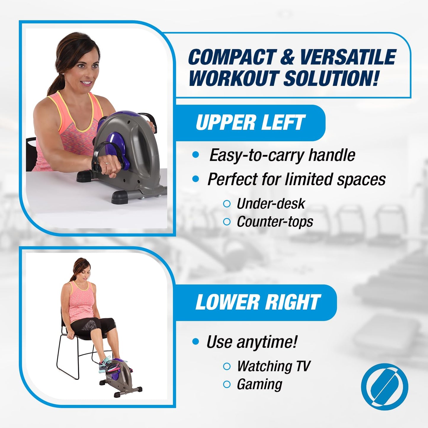 Stamina Mini Exercise Bike with Smooth Pedal System - Portable Pedal Exerciser - Cardio Equipment Fitness Bike - Stationary Bike for Home Workout - Purple