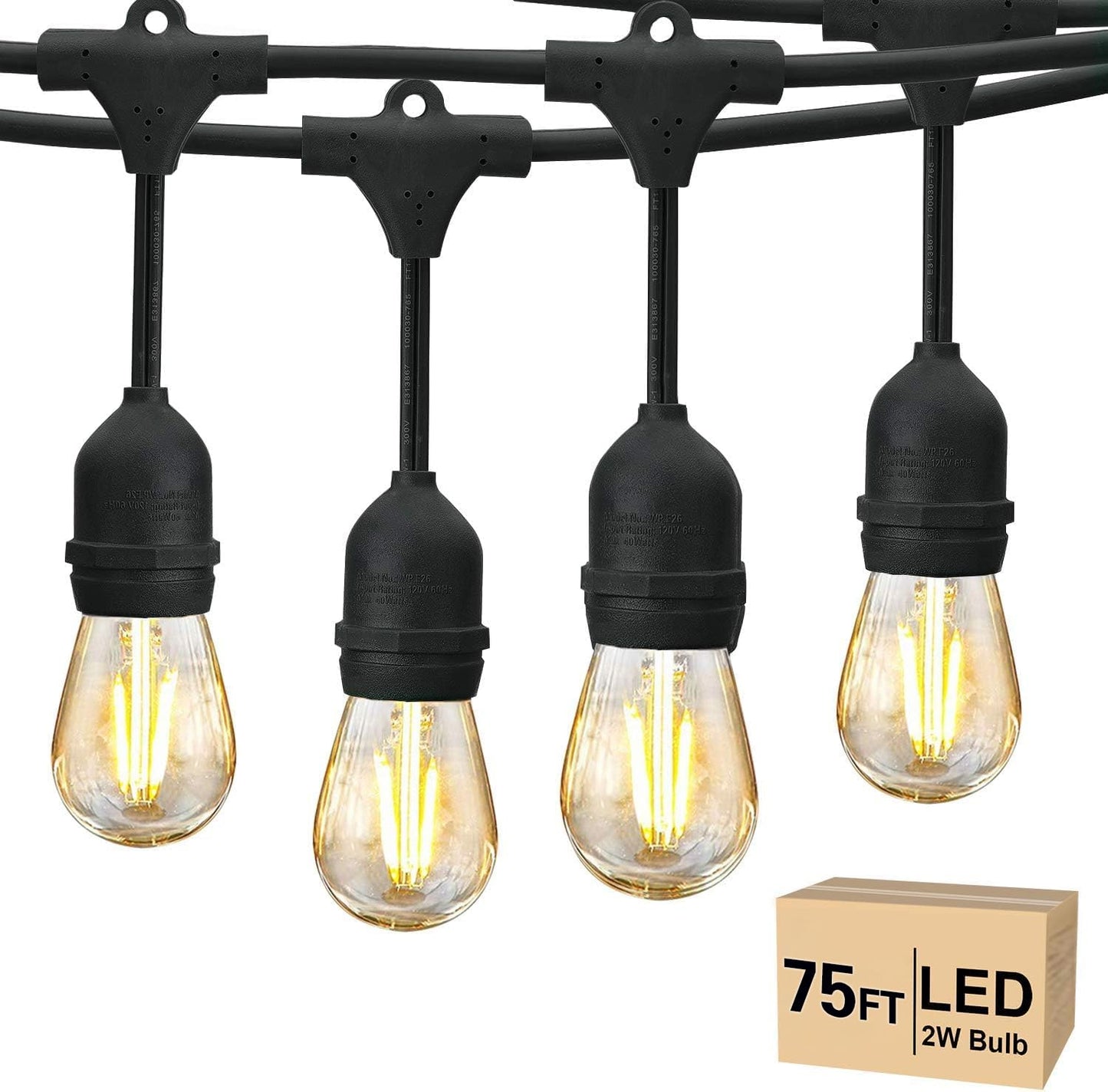 Svater 75 FT Outdoor String Lights 2W + 120 FT ST38 Patio String Lights