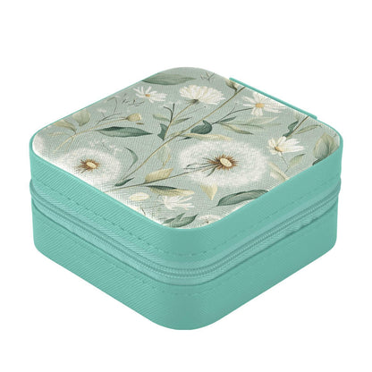 QwThum Travel Jewelry Case Jewelry Box Organizer for Women Girls Man Small Mini Portable Jewelry Storage Box for Earring Ring Necklace Polka Dots Green