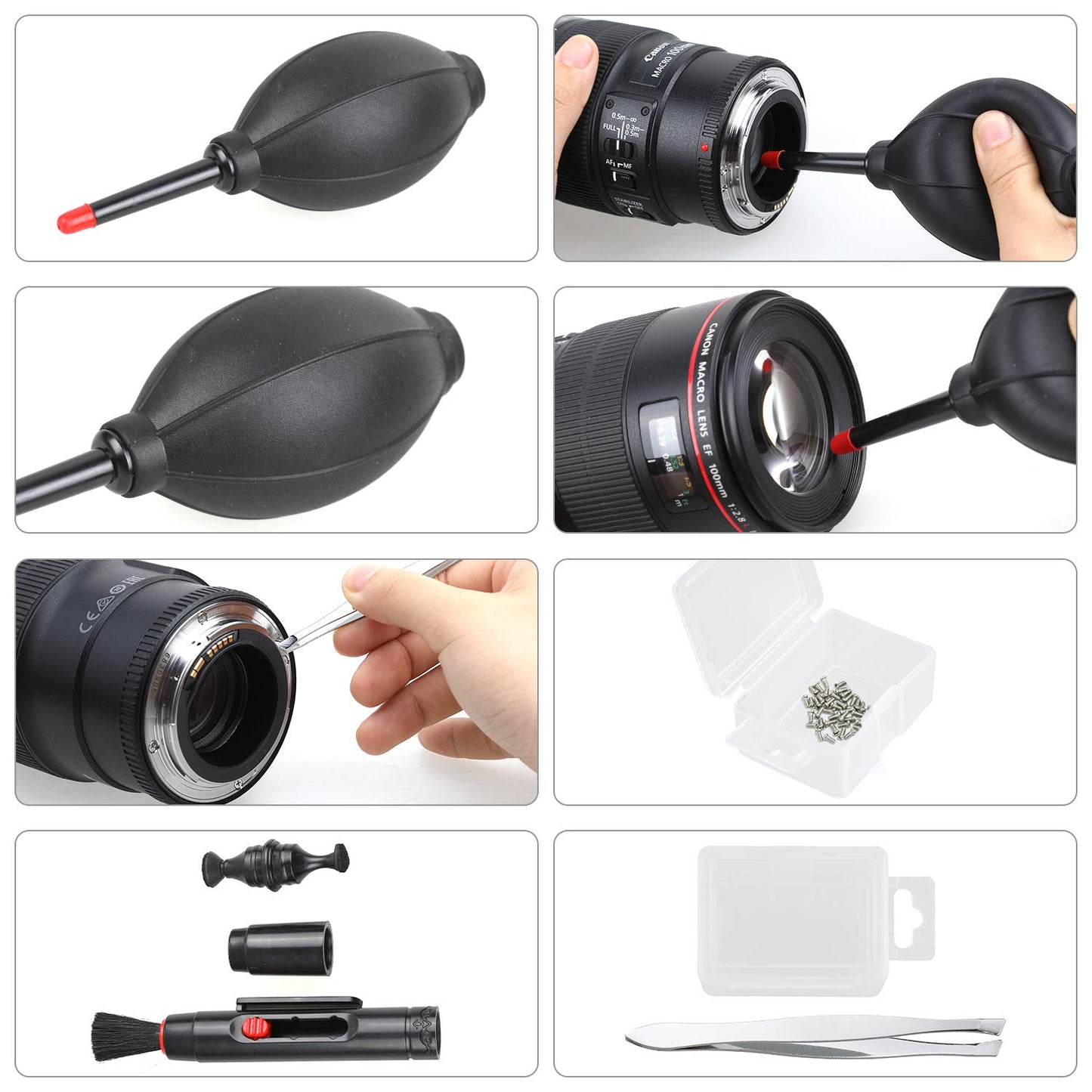 14-in-1 Camera Lens Cleaning Kit - Mirrorless & DSLR Sensor Cleaning Kit for Canon, Sony, Nikon Including Lens Blower, Detergent, Swabs, Cloth, Pen, Brush