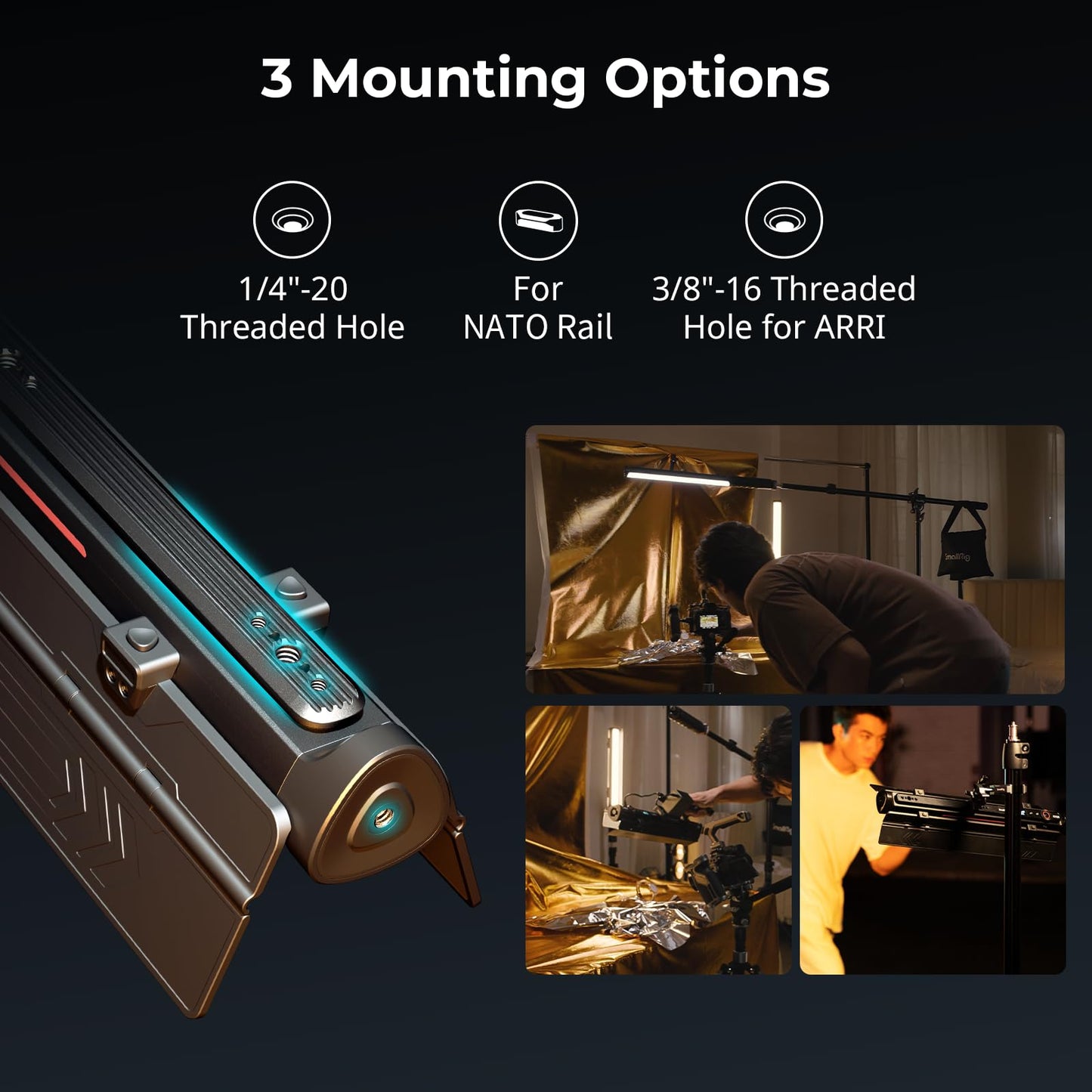 SMALLRIG RT25 RGB Tube Light Stick Kit, 25W RGBWW Led Light Wand, IP54 Waterproof, Handheld Light Bar, CRI96+, TLCI98+, 2500-10000K, for Photography, w 45Wh Battery Handle & Barndoor